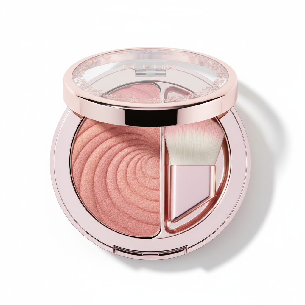 Beautiful blush compact with soft pink powder